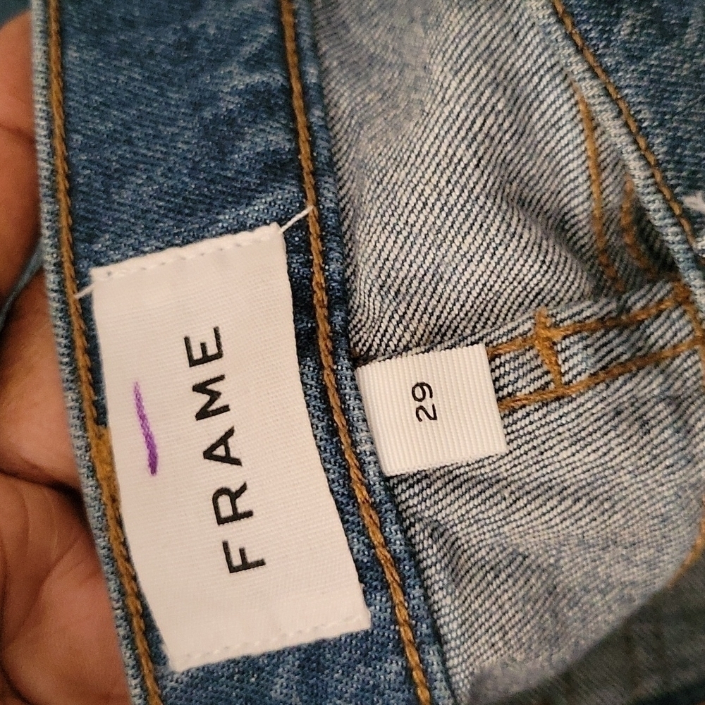 Frame Le High Straight Python Print Leather Patch… - image 7